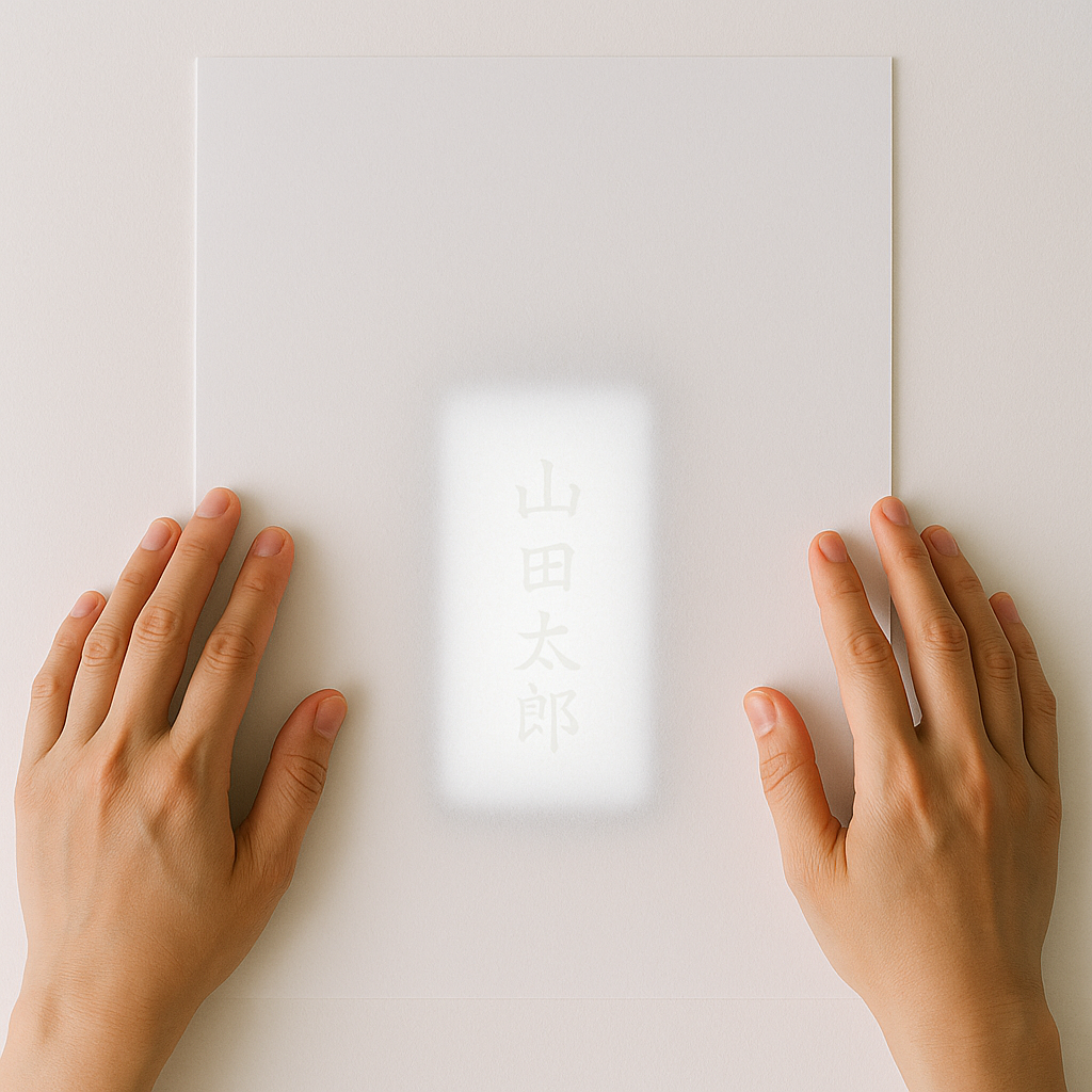 紙をスマートフォン画面に重ねる方法